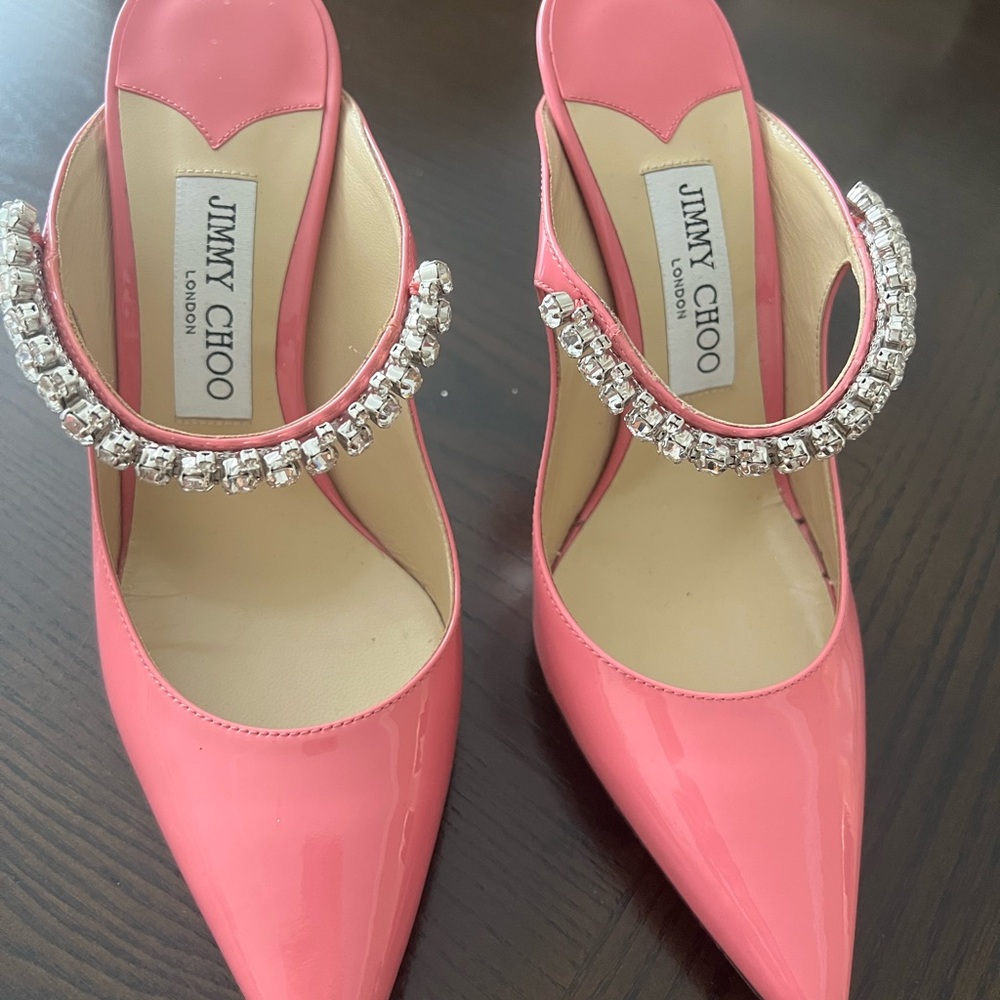 Jimmy Choo Pink Crystal Embellished Heels